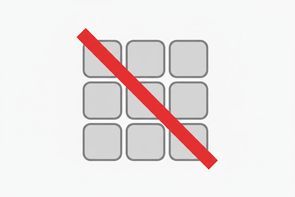 App grid with slash icon