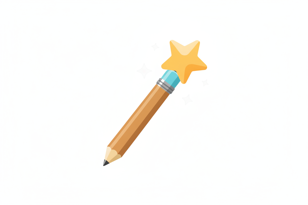 Magic wand pencil icon with white background